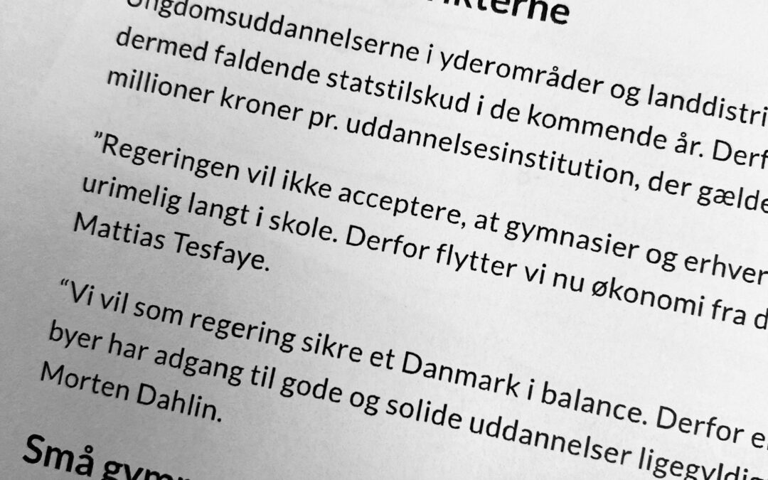 God nyhed for Sønderjylland: Millioner kan være på vej til ungdomsuddannelser i landdistrikter