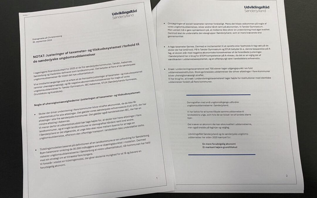 Flere sønderjyske ungdomsuddannelser bliver økonomisk ramt af reform, der skal sikre dem flere penge
